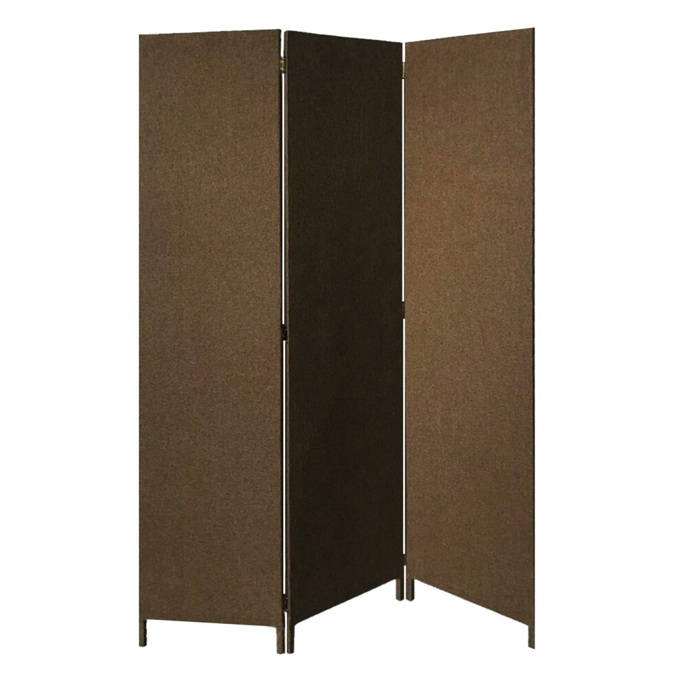 HomeRoots Brown Upholstered 3 Panel Room Divider Screen-image-OPC-PFKDVQN-NEW