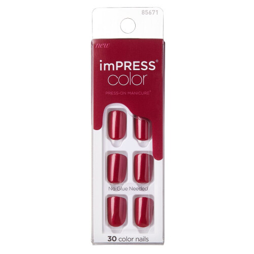 Kiss Impress Press-On-Maniküre Nägel 30 Stück Rot Samt