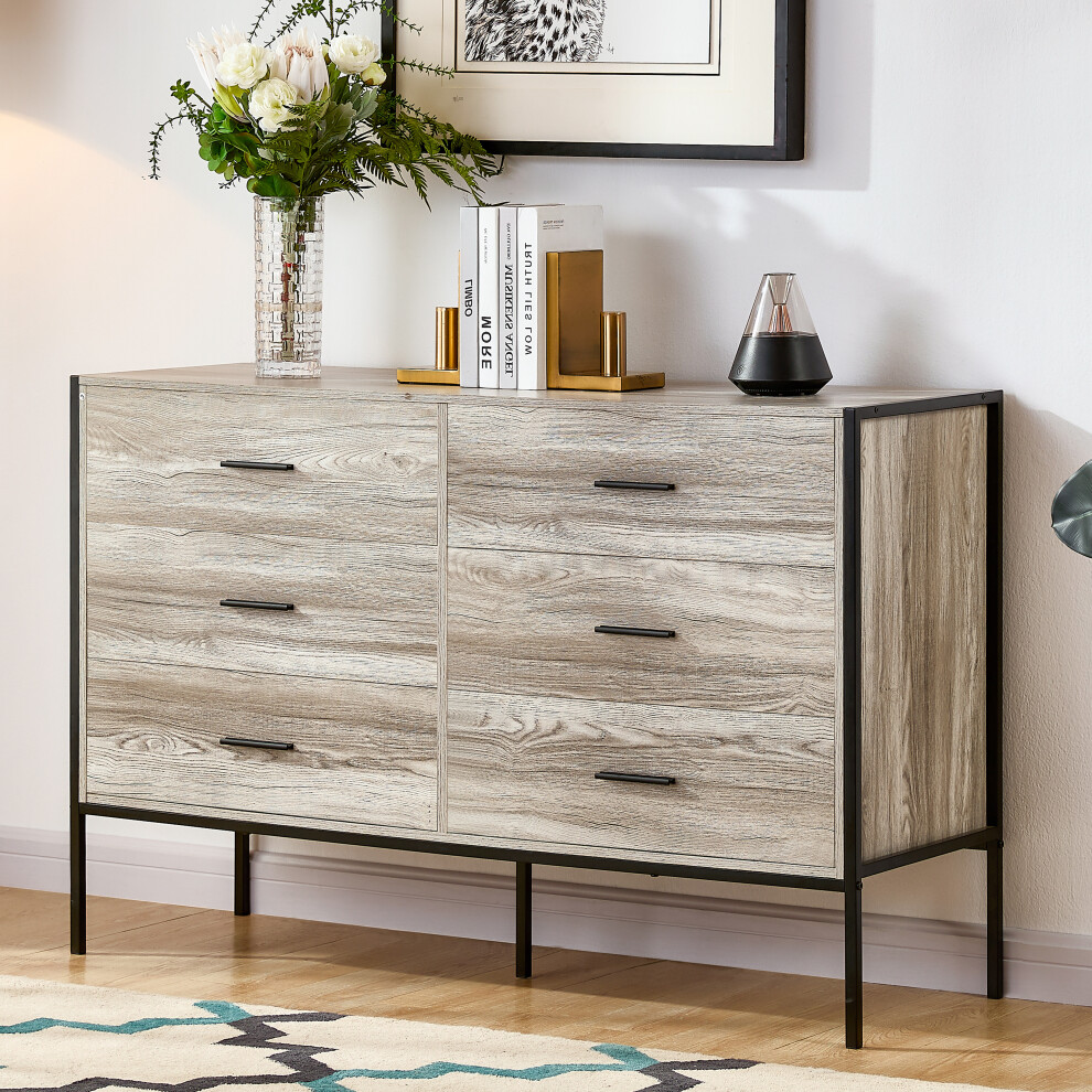 Vida Designs (Grey) Brooklyn 6 Drawer Chest Of Drawers Storage Unit Grey