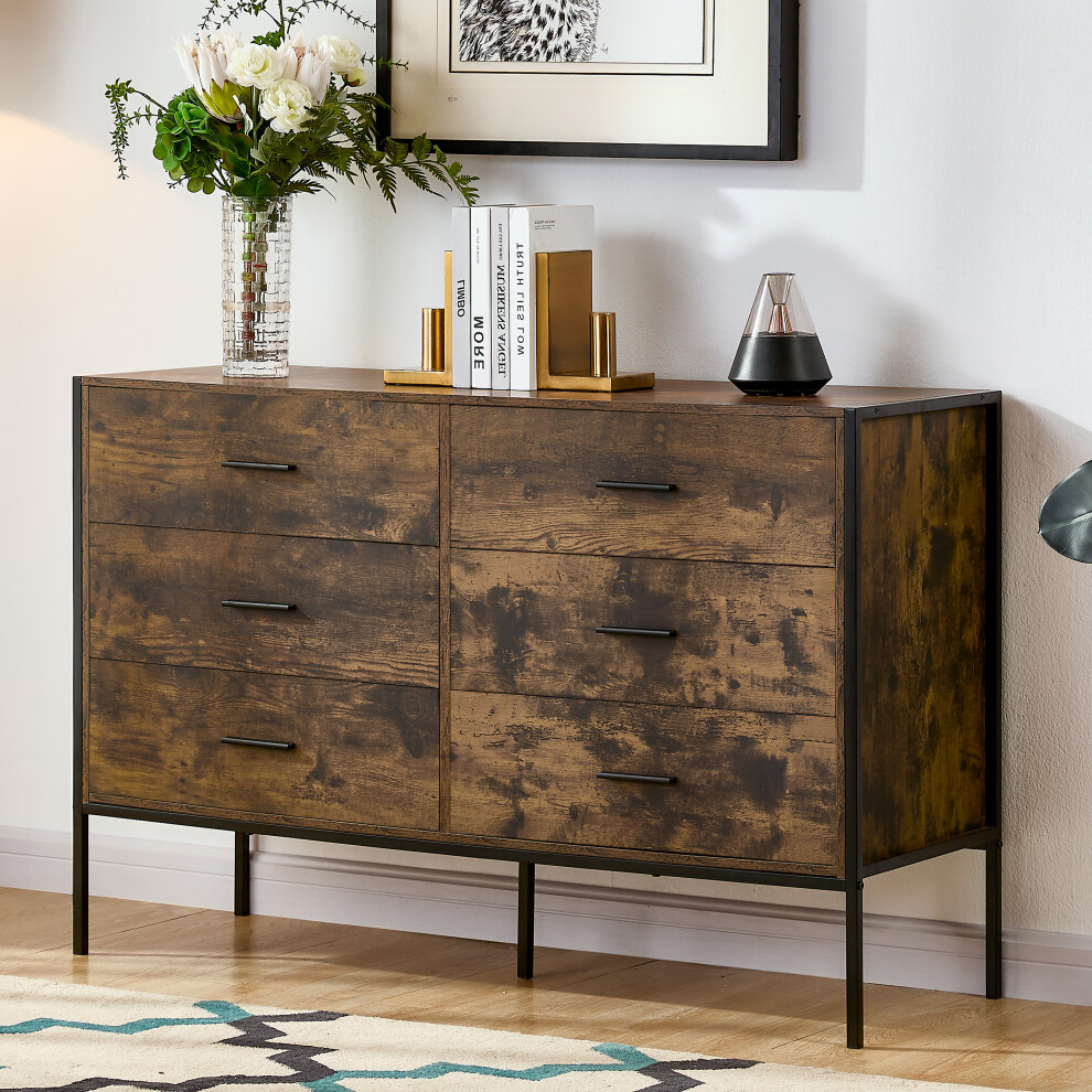 Vida Designs (Dark Wood) Brooklyn 6 Drawer Chest Of Drawers Storage Unit Brown