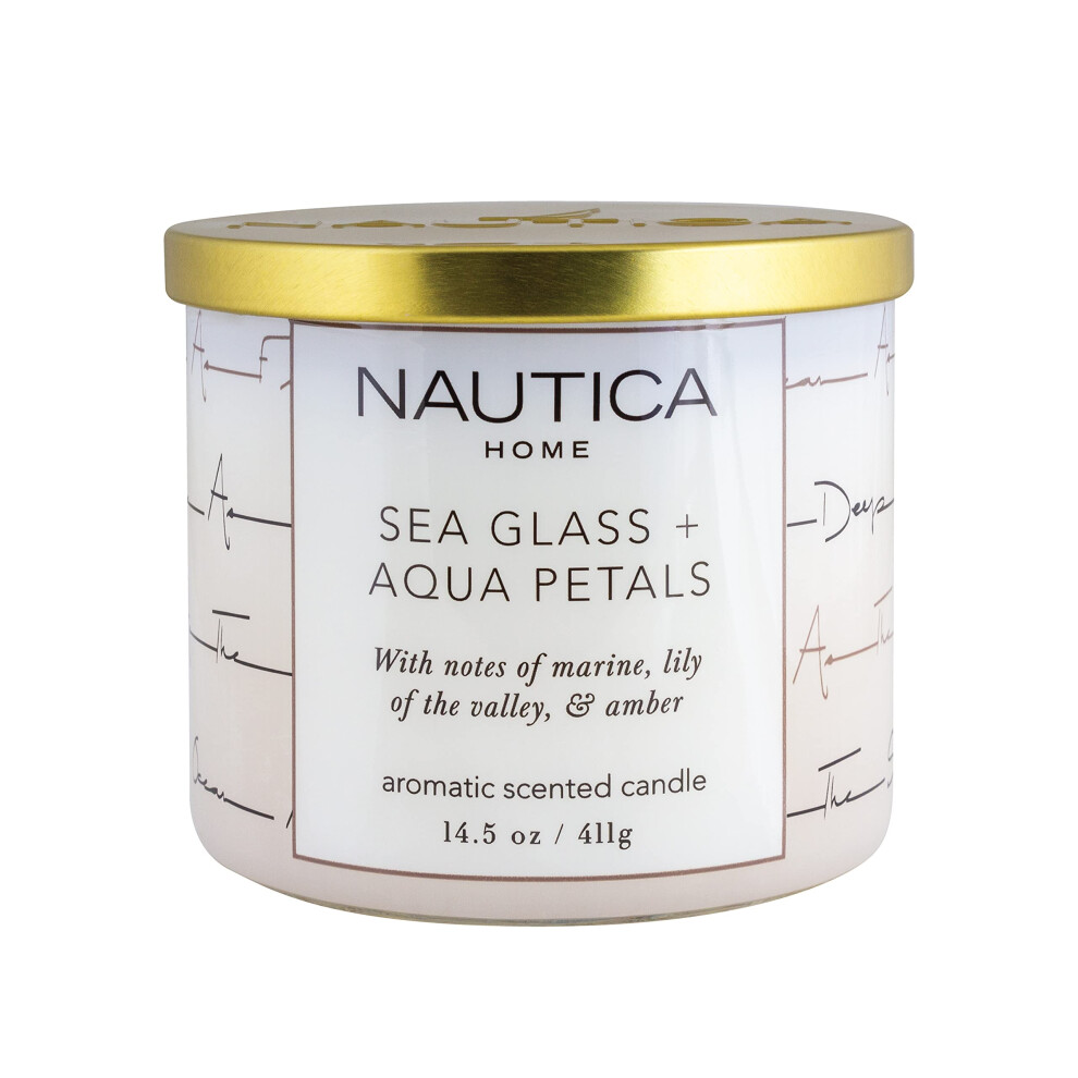 Nautica White Candle Scented Candles Sea Glass + Aqua Soy Candle