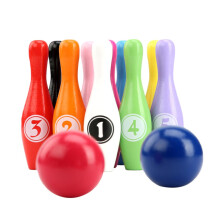 Colourful Wooden Bowling Set for Kids, Indoor Outdoor Interactive Toy, Develop Motor Skills, Family Fun Game