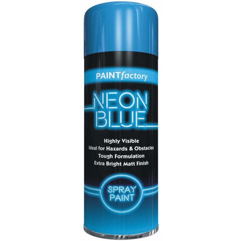 Paint Factory Neon Fluorescent Bright Spray Paint Aerosol Matt Metal Wood Blue