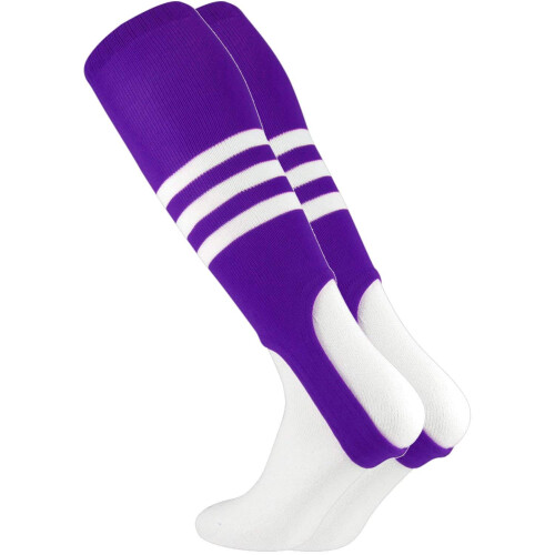 TCK Striped Baseball Stirrups Pattern B (Purple/White Large)