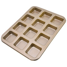 Antihaft 12-fach Gold Backblech: Carbon Stahl Mini Kastenform, Brownie- und Muffinblech