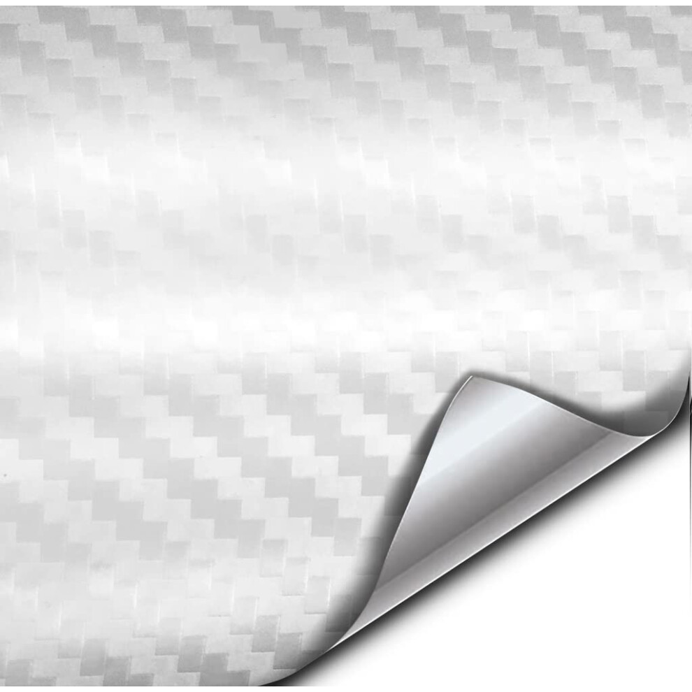 Vvivid+ Premium Carbon Fiber Vinyl Wrap Film ( 3Ft X 5Ft) White 628856023846