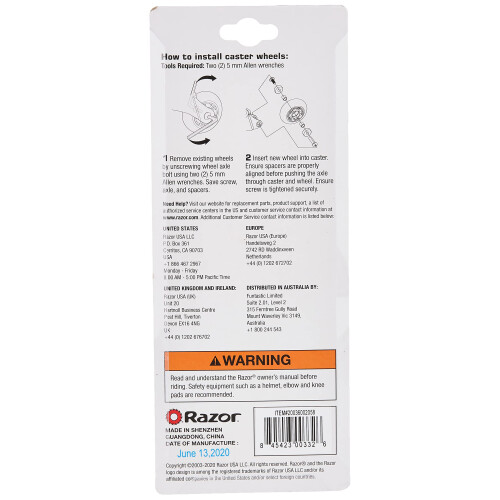 Razor Razor PowerWing RipRider 360 erstatningsbaghjul - bl? 64mm 1