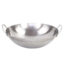 Large Round Cast Iron Wok 36cm Thickened Double Ear Design for Gas Stove Compatible Cooking 55cm Size