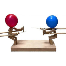 Balloon Bamboo Man Battle - Neuer handgefertigter Holzzaun, Wooden Bots Battle Game, B