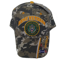 United States Army Veteran V CAMO Baseball Style Broderet HAT us USA Cap