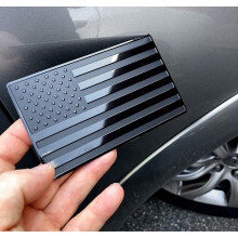 LFPartS USA pr?get rustfrit st?l metalflag til biler lastbiler sort 5""""x3""""