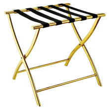 Luggage Rack Folding Suitcase Stand Stainless Steel Pannier Rack for Hotel Guest Room Bedroom Gold 52x45x53cm