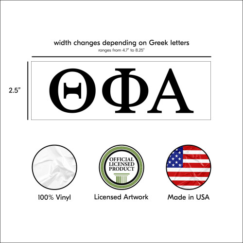 Samolepka Pro-Graphx Theta Phi Alpha Greek Sorority Sticker 2,5 palce vysok cern 1