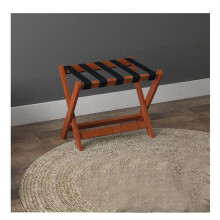 Modern Folding Wooden Luggage Rack with Nylon Webbing for Guest Rooms and Hotels, 60cm x 40cm x 50cm