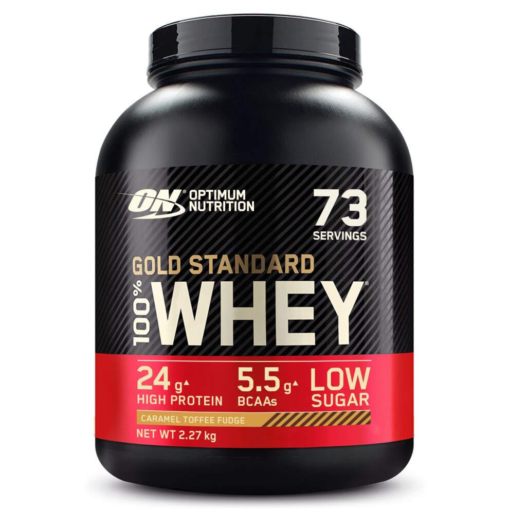 Optimum Nutrition Standard Whey Muscle Building And Recovery Protein Powder With Naturally Occurring Glutamine And Amino Acids, Caramel Toffee Gold