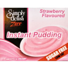 Simply Delish, Sugar Free Instant Pudding - Gluten Free, Vegan Sweet, Strawberry Flavour - Pack of 24, Low Fat Pudding