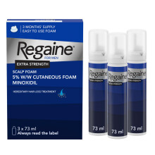 Regaine For Men Extra Strength Foam - Scientifically Proven To Help Stop Hereditary Hair Loss - Minoxidil Foam for Hair Regrowth - (3 x 73ml),