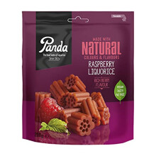 Panda Raspberry Liquorice Vegan Vegetarian Natural Liquorice Sweets 200g (Pack of 12)