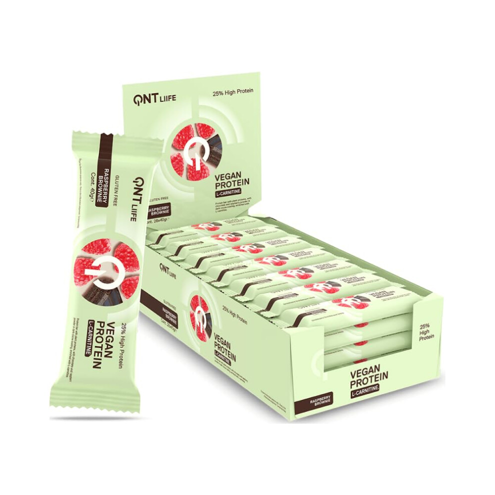 Qnt Vegan Protein Bar + L-Carnitine (28X40g) Chocolate Raspberry Brownie