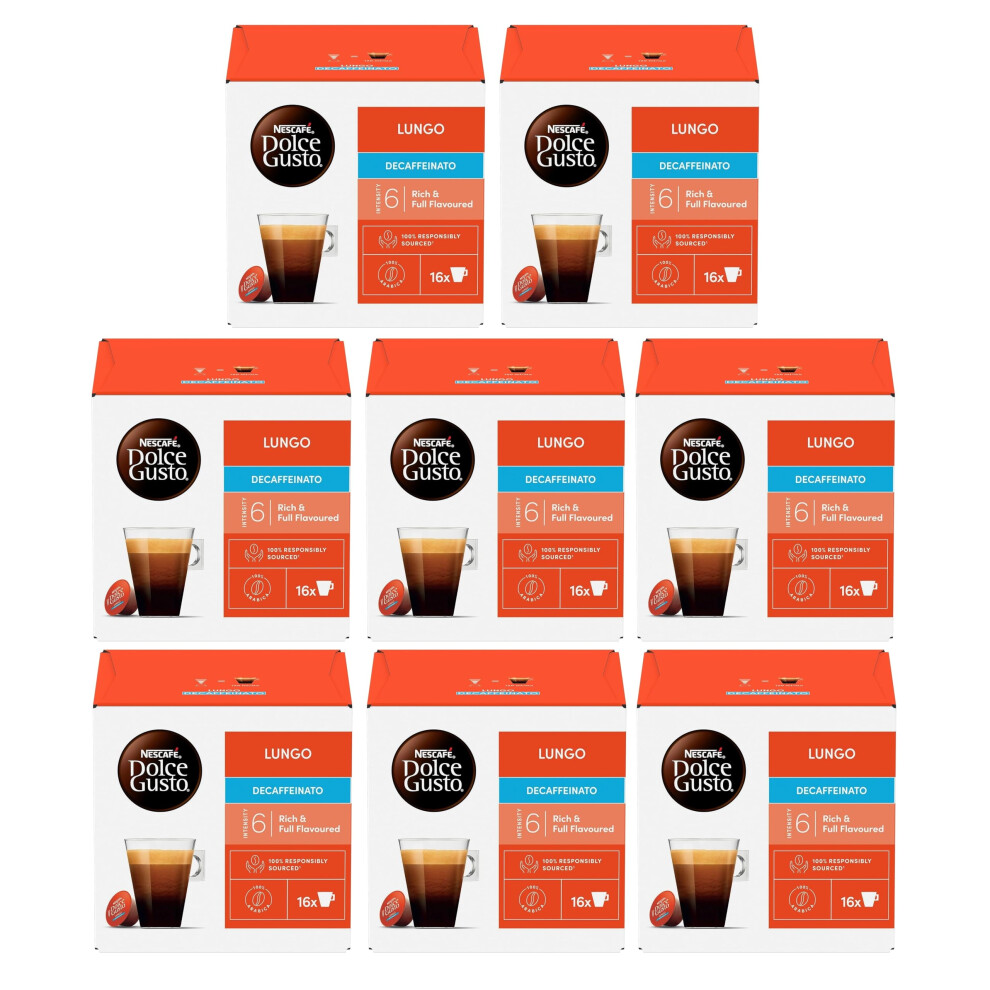 Nescafe Nescafe? Dolce Gusto Lungo Decaffeinated Coffee Pods (Pack Of 8, Total 128 Decaf Capsules)