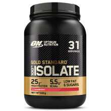 Optimum Nutrition ON Gold Standard 100% Isolate Pure Whey Protein, Naturally Occurring BCAAs and Glutamine, Pre and Post Workout, Strawberry Flavour,