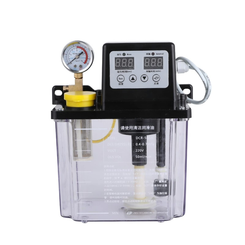 Cnc Electromagnetic Lubrication Pump 0.5/1/2 Liter Automatic Oil Injector With Pressure Gauge 1L Capacity 6482260103112