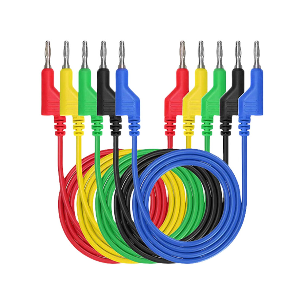 4Mm Banana Connector Test Leads 5Pcs Multipurpose Insulated Wires For Electronic Testing And Repair, Brass Material 6447073111549