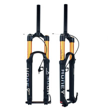 Mountain Bikes with Air Suspension Fork, 26/27.5/29 Inch, 120mm Travel, 1-1/8" Thru Axle, Black Gold Color