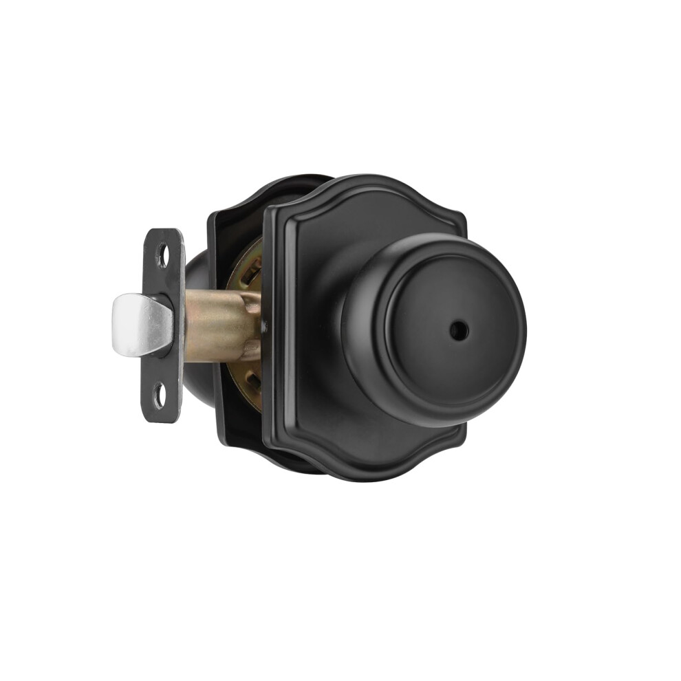 Ncsen Matt Black Door Knobs With Camelot Trim Interior Door Knob With Lock Coastal Privacy Door Knob For Bath And Bedroom 795847574486