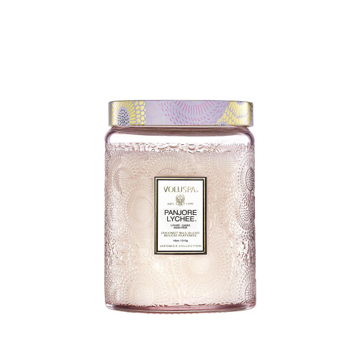 Voluspa Voluspa Panjore Lychee, Μεγάλο Βάζο Κεριού, 18 oz, 100 Ώρες Καύσης, Κηρός Καρύδας για Καθαρή Καύση