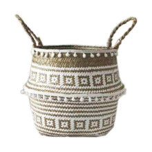 (S, White) BoSaiD Nordic Woven Basket Plant Rattan Box Sundries Organizer Desktop Container Holder