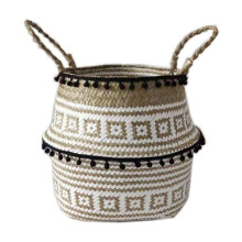 (S, Black) BoSaiD Nordic Woven Basket Plant Rattan Box Sundries Organizer Desktop Container Holder