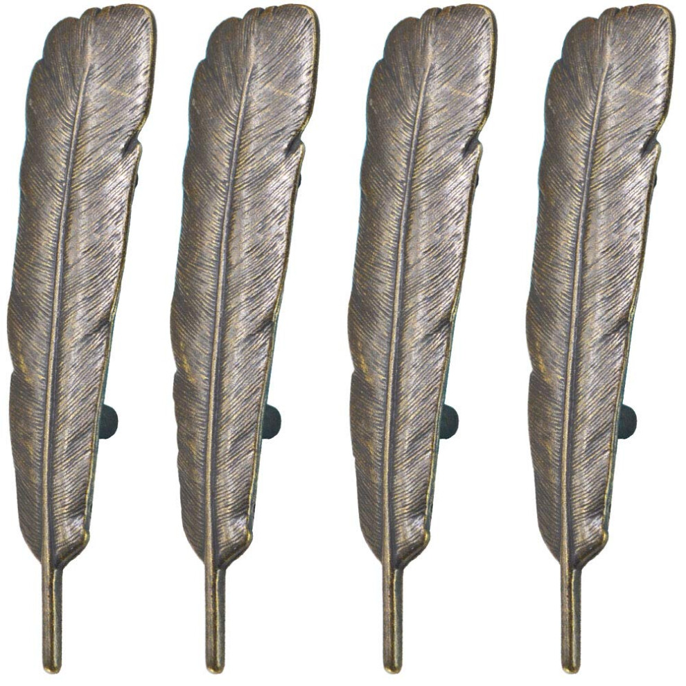 Scrtb 4Pcs Feather Drawer Knob Pull Handle Cabinet Drawer Pulls Cupboard Knobs With Screws For Home Office Cabinet Cupboard 768563041723