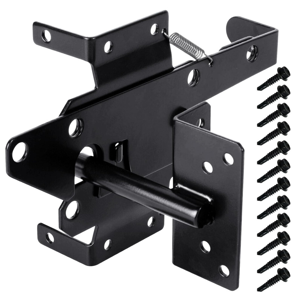 KABMOZ Self Locking Gate Latch PVC Fence Gate Lock Suitable Apply Wooden/Vinyl/Secure Pool/Yard/Garden Black (Carbon Steel)-image-OPC-PK2YQVX-NEW