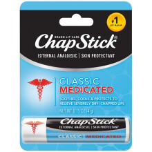 ChapStick Classic Medicated Lip Balm - External Analgesic, Skin Protectant for Dry Lips & Cold Sore Pain Relief, 0.15 Oz Ea