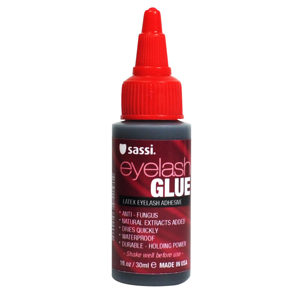 Sassi Dark Eyelash Glue 1Oz (Dark) | Waterproof, Long-Lasting Eyelash Adhesive | Made In Usa | Quick-Drying, Durable Lash Glue