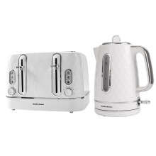 Hamilton Beach, Electric Kettle & Toaster Set, Diamond Collection, White, HB8393221WST
