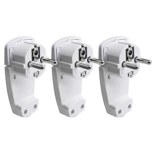 3 Stück Schuko-Winkelstecker flach, Schuko-Flachstecker 250 V (16 A), Schuko-Stecker, Schuko-Stecker