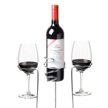 True Stix Chrom-Getrnkehalter fr den Auenbereich, passend fr 2 Weinglser und 1 Flasche Yard Cups, Strand- und Picknick-Essentials, 3er-Set