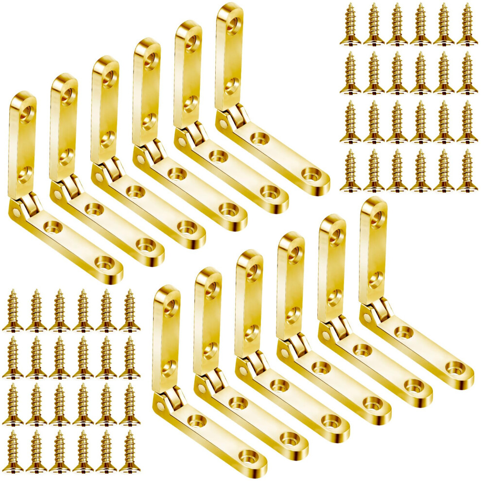 Joez Wonderful 12 Pcs 90 Degree Hinges Wooden Box Hinge Cabinet Hardware With 48 Screws Small Hinge For Jewelry Box Case Chest (Gold) 736235224507