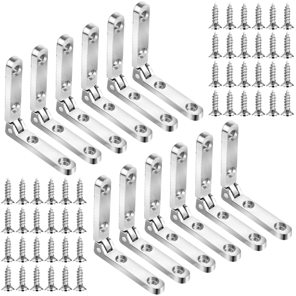 Joez Wonderful 12 Pcs 90 Degree Hinges Wooden Box Hinge Cabinet Hardware With 48 Screws Small Hinge For Jewelry Box Case Chest (Silver) 736235224491