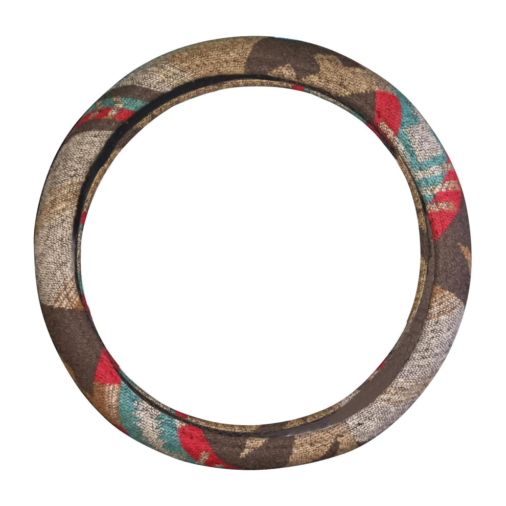 Universal 15Inch Ethnic Style Baja Blanket Steering Wheel Cover With Coarse Flax Cloth And Sweat Absorption Anti Slip Car Wrap (Boho ) Brown 666354896913