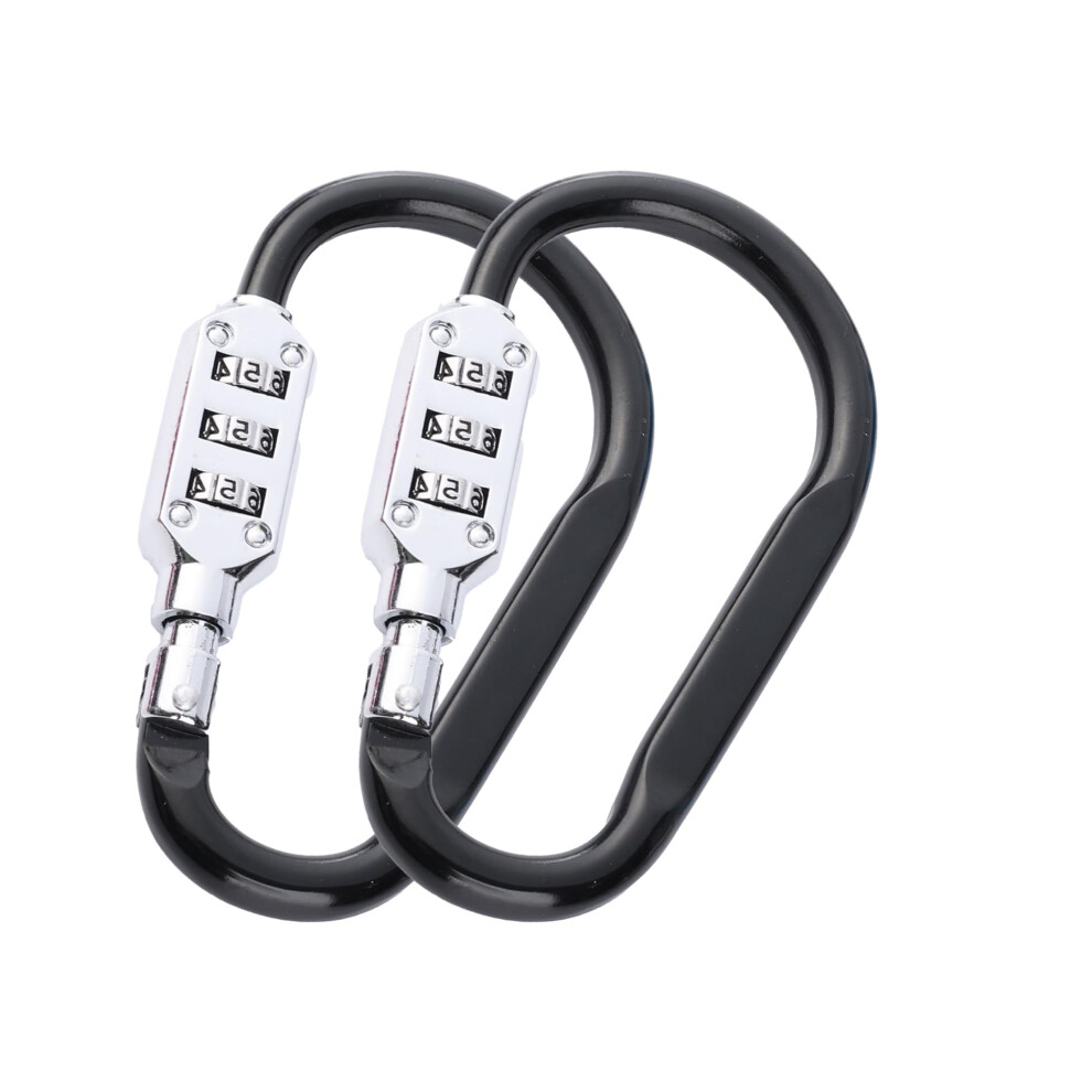 MyyYiTar 2pcs Large 3.8 inch Carabiner with Built-in 3-Digit Combination Lock - Durable Aluminum Alloy Keyless Security for Everyday Use(Black)-image-OPC-PK2YT88-NEW