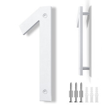 IVERRA Grand numro de maison flottant de 8 pouces, blanc, numro de maison moderne pour l'extrieur, numros d'adresse pour porte de garage ext