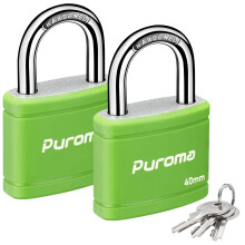 Zmek s klcem Puroma 2 Pack se 3 podobnmi klci 1,1palcov Locker Lock 40mm Heavy-Duty Locks for Gate Fence Hasp Cabinet Toolbox koln skrnka do