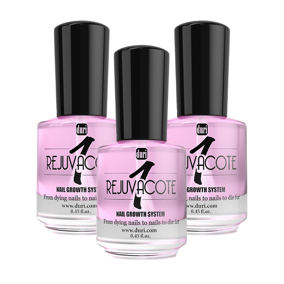 Duri Rejuvacote 1 Nail Growth System - Original Maximum Strength Formula - Nail Strengthener And Nail Growth - Base And Top Coat - Pack Of 3-0.45 Fl.