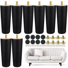 Maitys 8 Pcs 6 Inch Round Solid Wood Furniture Legs Furniture Wooden Replacement Chair Feet Dresser Sofa Couch Legs Table Cabinet Footstool DIY Proje