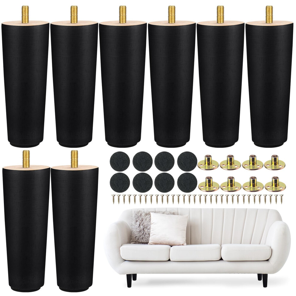 Maitys 8 Pcs 6 Inch Round Solid Wood Furniture Legs Furniture Wooden Replacement Chair Feet Dresser Sofa Couch Legs Table Cabinet Footstool Diy Proje 850066726587
