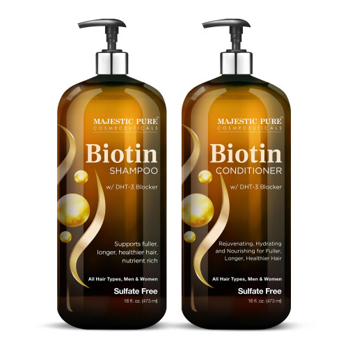 MAJESTIC PURE Set Shampoo e Balsamo Biotin con Complesso DHT - Idratante e Nutriente per Capelli Sani 2