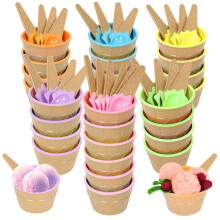 Hbaushun 26 pakke plastissk?le med skeer Genanvendelige plastiskopper Tegneserie Candy Colorice fl?desk?le s?t til sundae frossen yoghurt sommerf